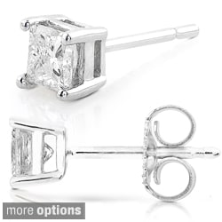 14k Gold 1/2ct TDW Princess-cut Traditional Diamond Stud Earrings