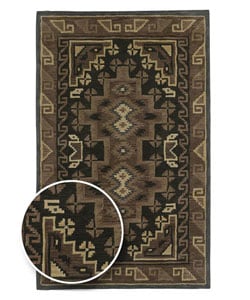 Hand-tufted Brown Southwestern Aztec Navaho New Zealand Wool Rug (5' x 8')