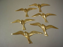 Set of 6 Brass Wall Art Seagulls