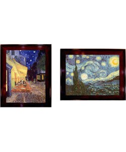 Van Gogh Starry Night/Cafe Terrace Framed Canvas Set