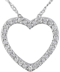 14k White Gold 1/8ct Diamond Heart Pendant