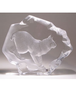 Mats Jonasson Lynx Crystal Art Piece