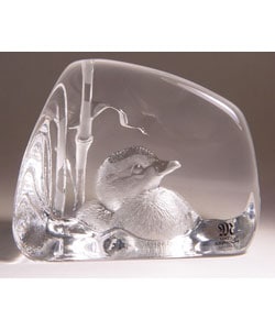 Mats Jonasson Duckling At Water Crystal Art Piece