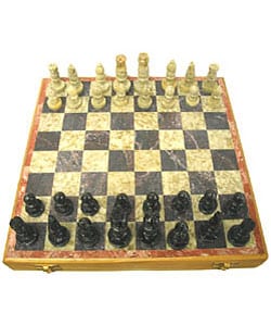 Hand-carved Soapstone 8-inch Chess Set (India)