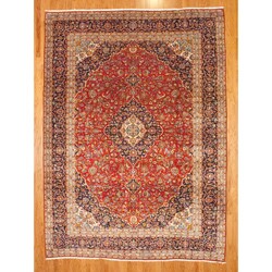 Persian Hand-knotted Kashan Red Wool Rug (9'8 x 13'3)