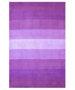 Hand-tufted Purple Stripes Wool Rug (5' x 8')