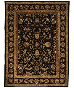 Handmade Traditions Isfahan Black/ Burgundy Wool and Silk Rug (9'6 x 13'6)