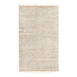Hand-woven White Leather/ Hemp Rug (8' x 10')