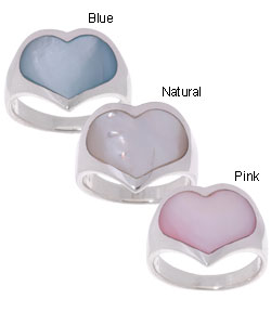 Sterling Silver Mother of Pearl Heart Ring