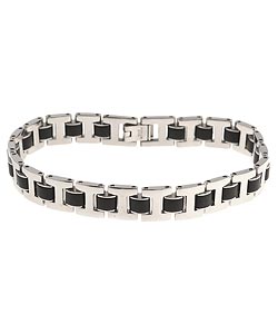 Stainless Steel and Rubber Link Bracelet