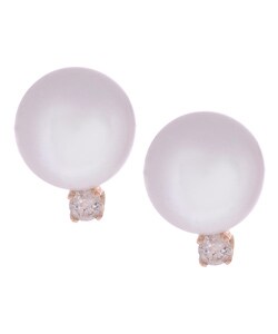 DaVonna 14k Gold White Akoya Pearl and 1/10ct TDW Diamond Stud Earring (8-9 mm)