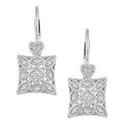 Miadora 10k White Gold and 1/6ct Diamond Dangle Earrings