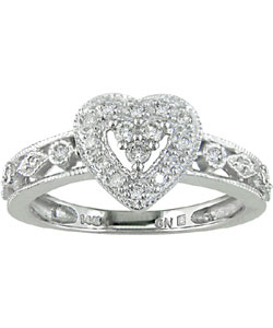 14k White Gold 1/6ct TDW Diamond Heart Ring