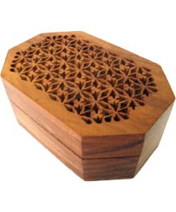 Hand-carved Rosewood Jewelry Box (India)