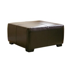 Square Dark Brown Bi-cast Leather Ottoman
