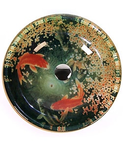 Fontaine Koi and Lily Pond Glass Vessel Bathroom Sink