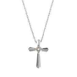 14k White Gold Diamond Cross Pendant