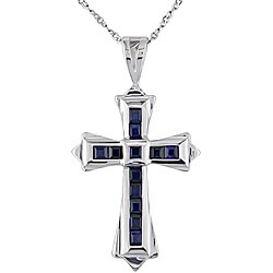 14k White Gold Sapphire Pendant