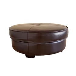 Howard Brown Bi-cast Leather Large Round Ottoman