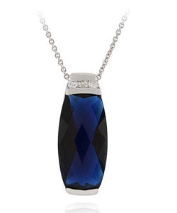 Icz Stonez Sterling Silver Blue and White CZ Pendant