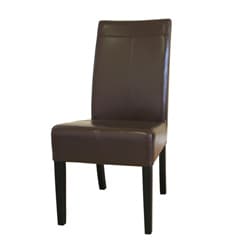 Dark Brown By-cast Leather Dining Chairs (Set of 2).
