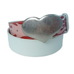 Guess Genuine-leather Red Flame Belt with Metal Heart Buckle