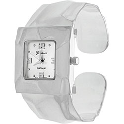 Geneva Platinum Women's Hammered Square Face Watch