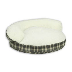 Green Plaid Large Poly/Sherpa Bolster Bed