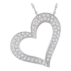14kt White Gold & 1/4-ct Diamond Heart Pendant