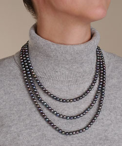 DaVonna Cultured FW Black Pearl 64-inch Endless Necklace (6-7 mm) (case of 3)