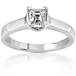 14k Gold 1/2ct TDW Asscher Diamond Solitaire Ring