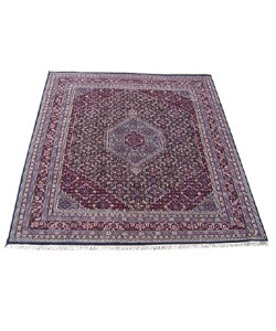 Indo Bidjar Hand-knotted Navy/ Burgundy Rug (8'2 x 9'10)