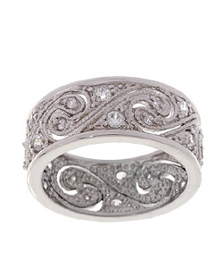 Sterling Essentials Sterling Silver Swirl Clear Cubic Zirconia Ring