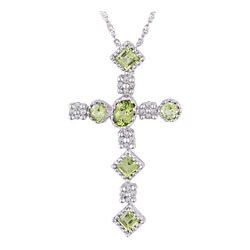 14k White Gold Diamond Peridot Pendant