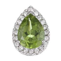 Miadora 14k White Gold 1/5ct Diamond and Peridot Pendant