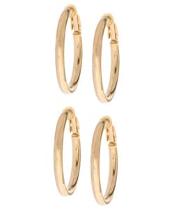 Mondevio 18k Gold over Sterling Silver Clip Hoop Earrings (Set of 2 Pairs)