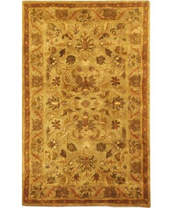 Handmade Antique Kasadan Olive Green Wool Rug (2' x 3')
