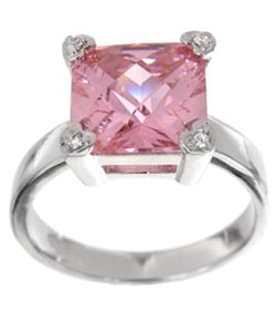 Icz Stonez Sterling Silver Princess-cut Pink Cubic Zirconia Square Ring (9.56ct TGW)