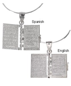 Sterling Silver Prayer Box Necklace (Spanish/English)
