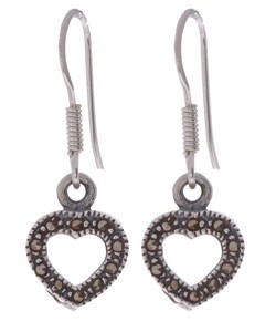 Sterling Silver Marcasite Open-heart Earrings