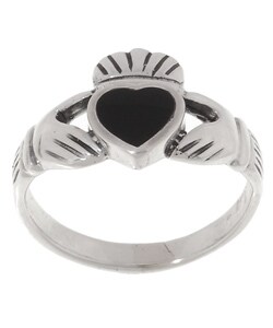 Sterling Silver Black Onyx Claddagh Ring