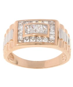 Icz Stonez Sterling Silver Two-tone CZ Bold Men's Ring