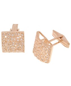 Icz Stonez 18k Gold over Silver Woven CZ Cuff Links