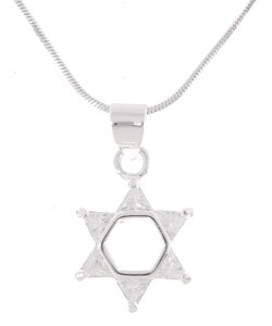 Italian Sterling Silver Star of David CZ Pendant