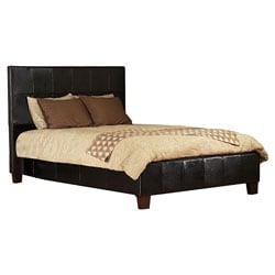 Chocolate Leather King-size Low Profile Panel Bed