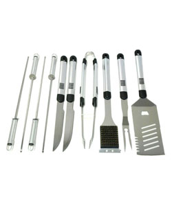 Daxx Stainless Steel 10-piece BBQ Set with Case