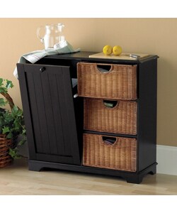 Distressed Black Trash Bin Storage Table