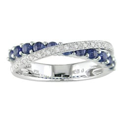 14k White Gold Sapphire and 1/10ct TDW Diamond Ring (J-K, I2-I3)