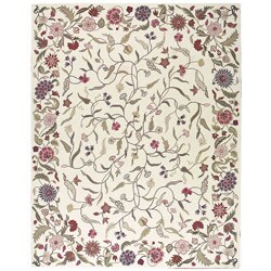 Hand-hooked Williams Ivory/Beige  Wool/Silk Rug (5'6 x 8'6)