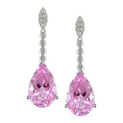 14k Gold Pink Topaz 1/6ct TDW Diamond Earrings